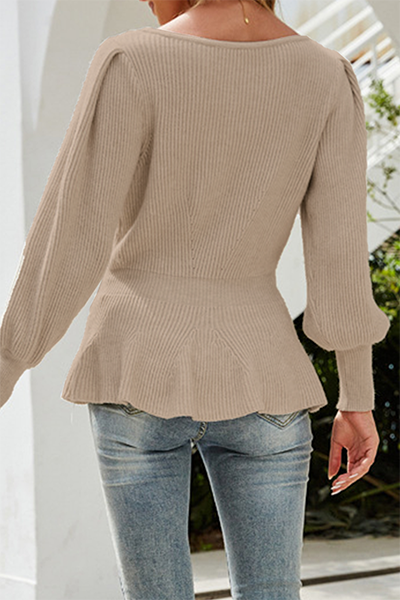 Paula® | Lässiger, eleganter, solider Patchwork-Pullover mit O-Ausschnitt