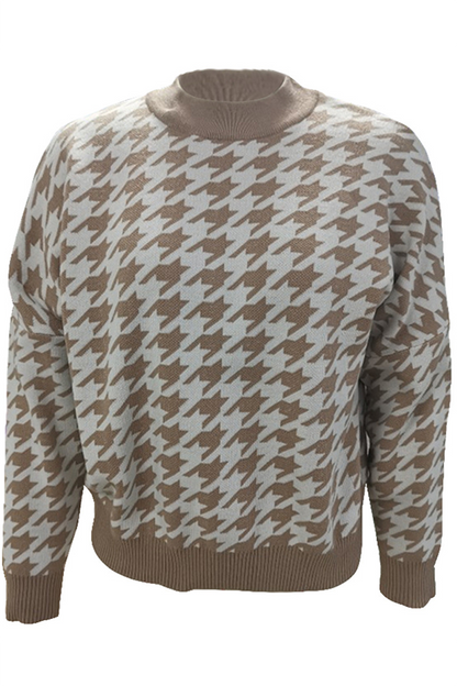 Oriana® | Fashion Street Geometrischer Patchwork-Kontrast-O-Ausschnitt-Pullover