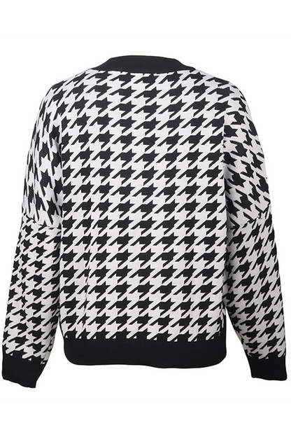 Oriana® | Fashion Street Geometrischer Patchwork-Kontrast-O-Ausschnitt-Pullover