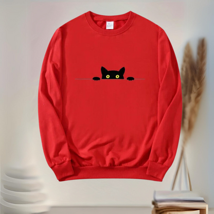 Zuleyka® | Bequemes Damen-Sweatshirt mit schwarzem Katzen-Print