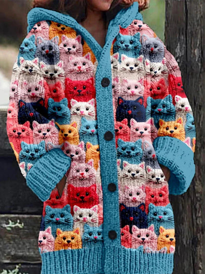 Zoe® | Bunter gestrickter Katzen-Cardigan