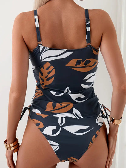 Juniper® | Tankini-Bikinioberteil und -Slip mit Blattdruck