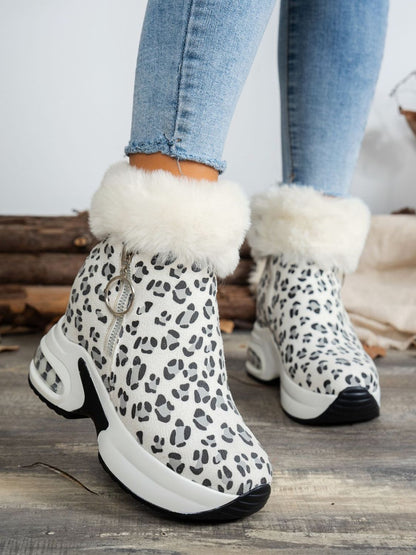 Zara® | Leoparden-Plateaustiefel mit seitlichem Reißverschluss