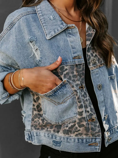 Oriana® | Jeansjacke mit Leopardenmuster