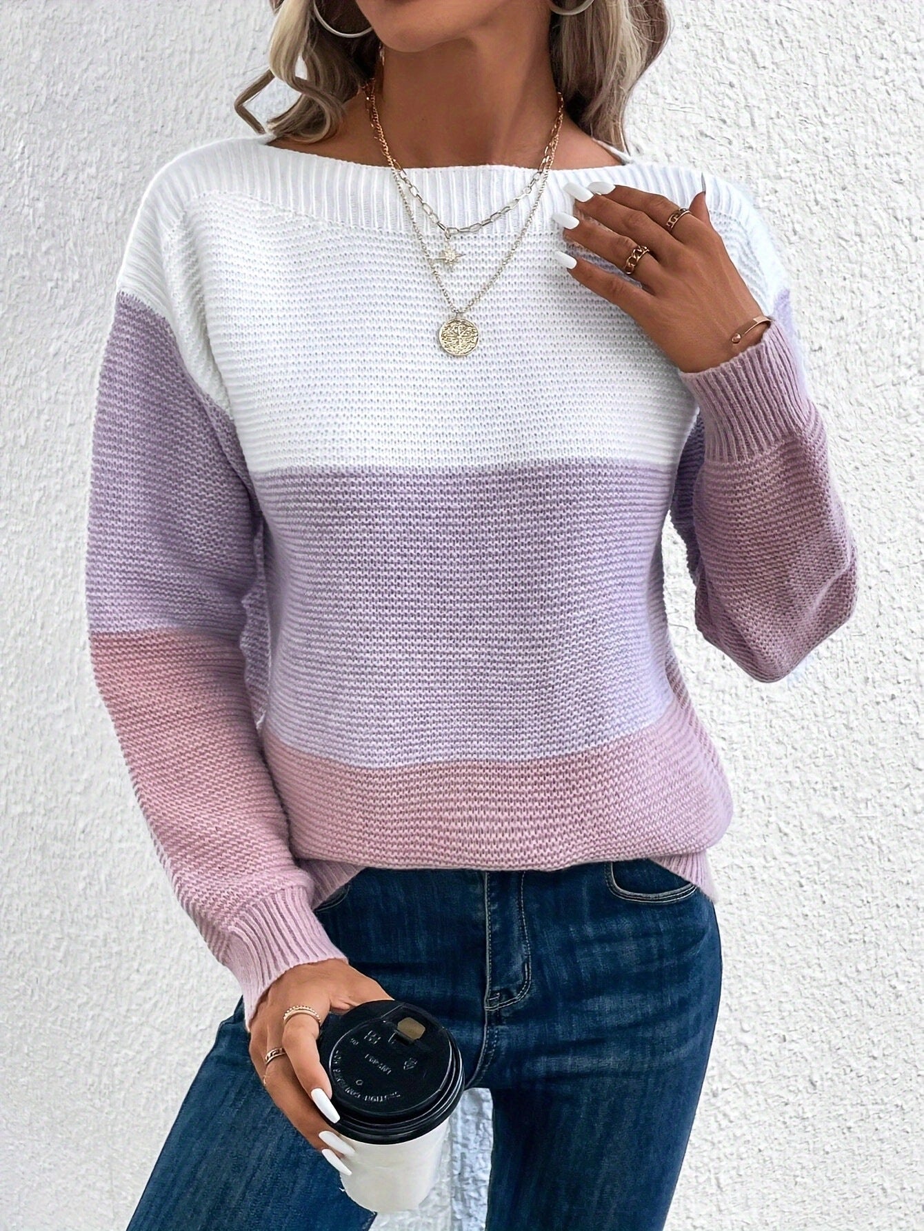 Winnie® | Monochrome Blockstreifen Strickpullover