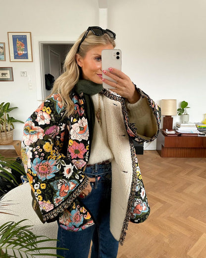 Yasmina® | Gefütterte Jacke Mit Blumendruck Für Frauen