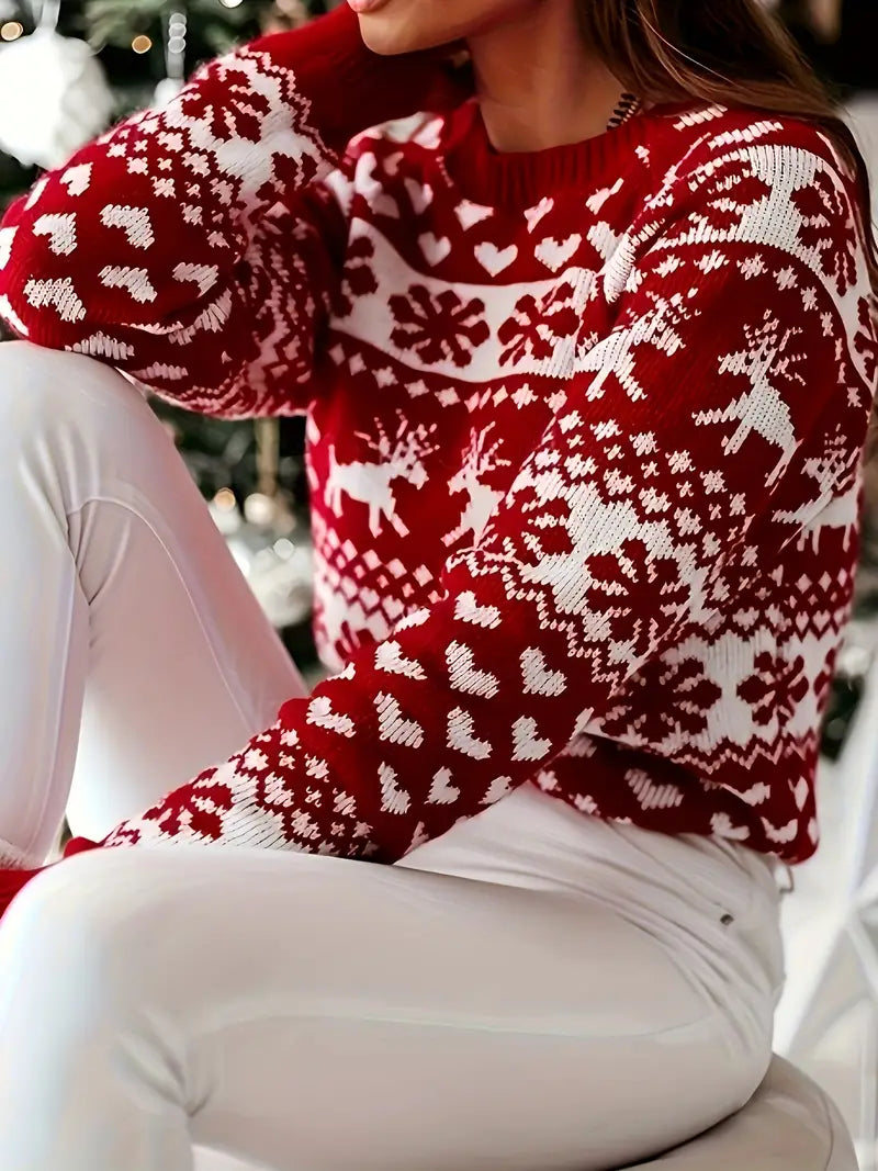 Yara® | Festlicher Pullover mit Rentier- und Schneeflocken-Design.