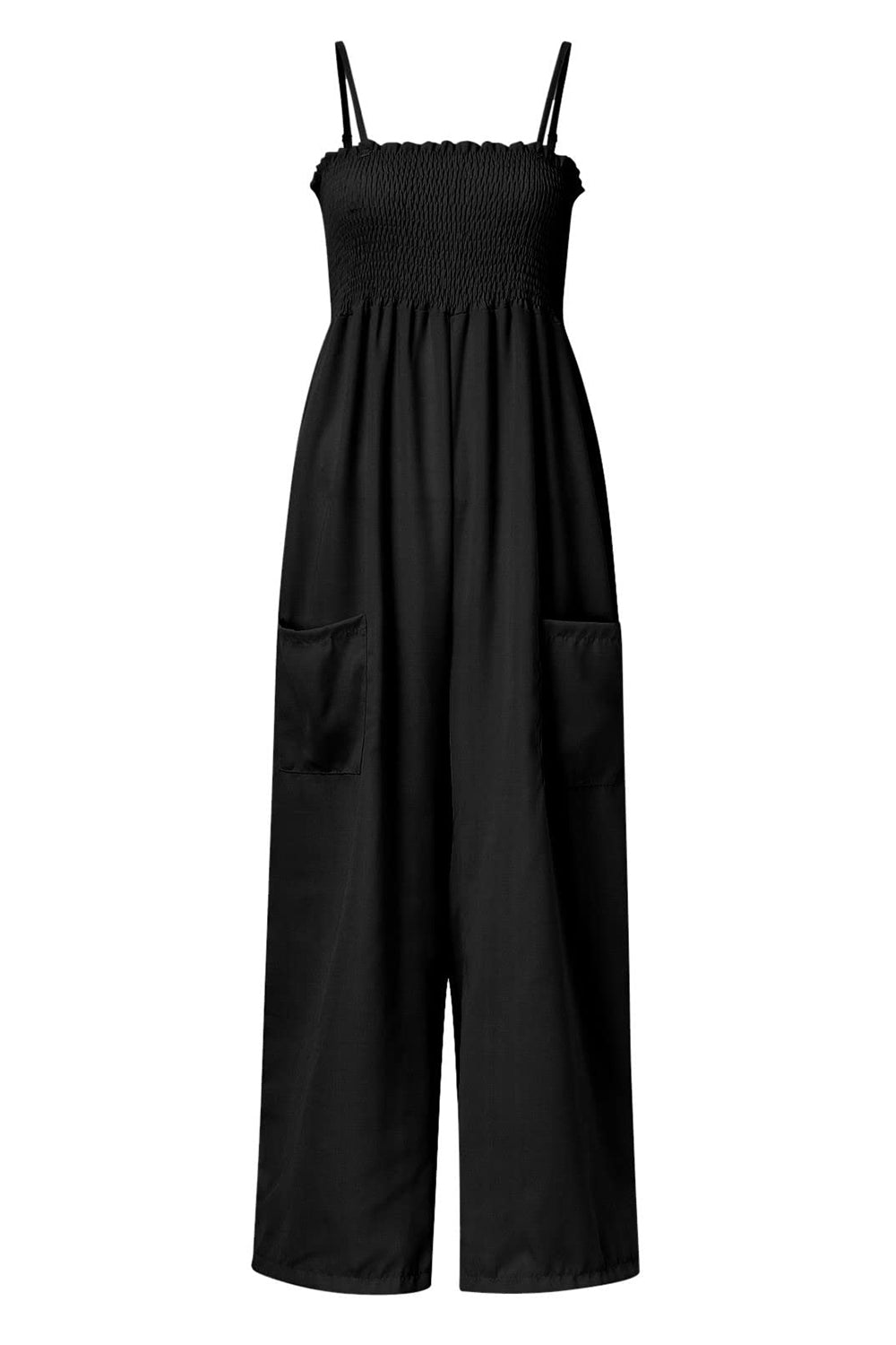 Charlotte - Jumpsuit mit gesmokten Spaghetti-Trägern und weitem Bein