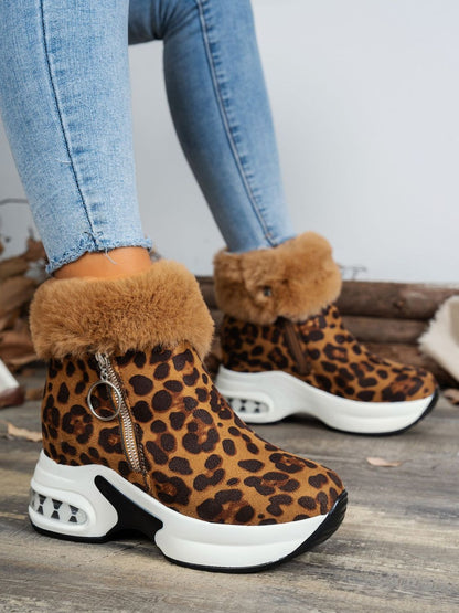 Zara® | Leoparden-Plateaustiefel mit seitlichem Reißverschluss