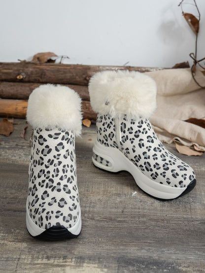 Zara® | Leoparden-Plateaustiefel mit seitlichem Reißverschluss