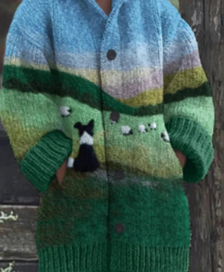 Zoe® | Bunter gestrickter Katzen-Cardigan