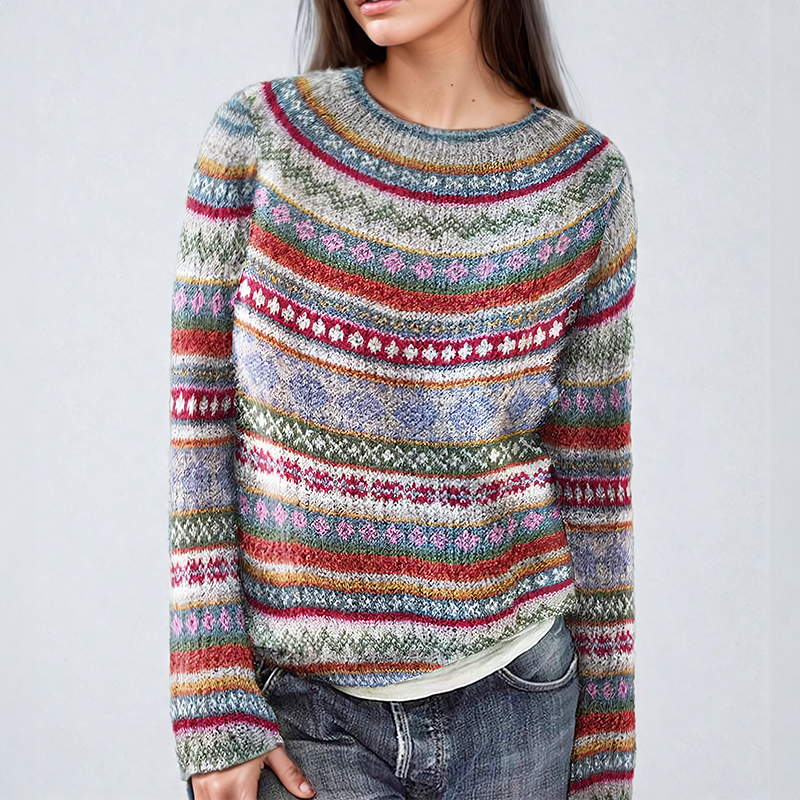 Paula® | Bunter Gestreifter Strickpullover