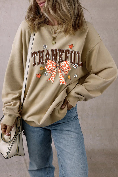 Pilar® | THANKFUL Langarm-Sweatshirt mit Rundhalsausschnitt und Schleife