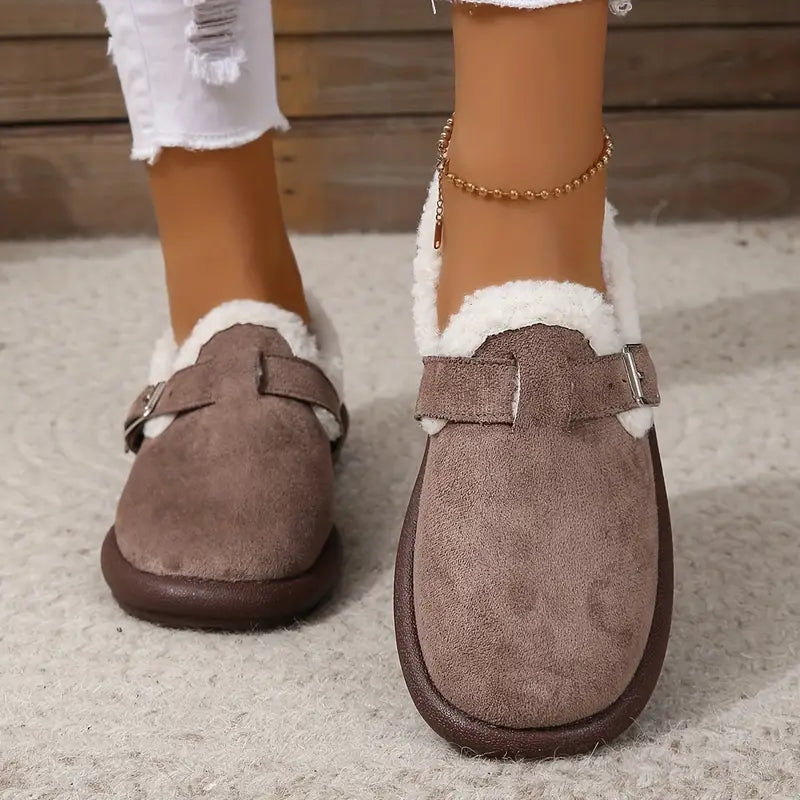 Doris® | Damen Plüsch-Slipper mit runder Zehenkappe