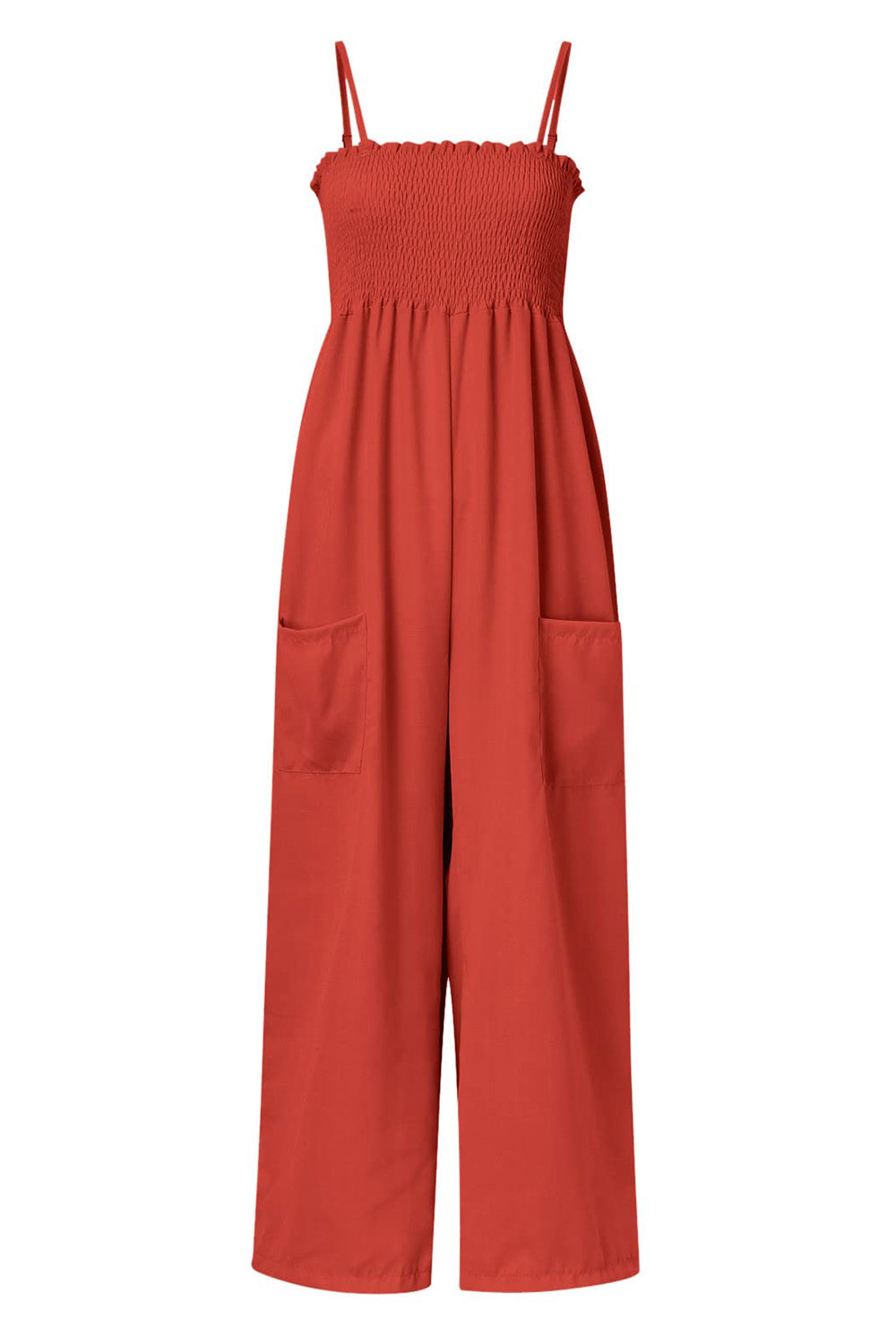 Charlotte - Jumpsuit mit gesmokten Spaghetti-Trägern und weitem Bein