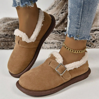 Doris® | Damen Plüsch-Slipper mit runder Zehenkappe