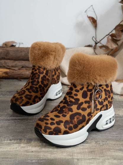 Zara® | Leoparden-Plateaustiefel mit seitlichem Reißverschluss