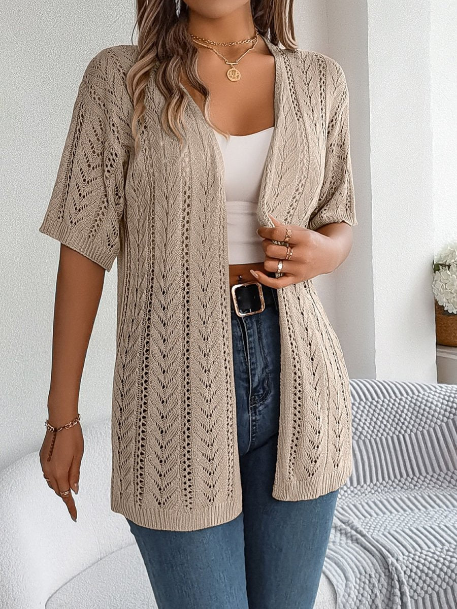 Paulina® | Durchbrochener Cardigan mit halben Ärmeln