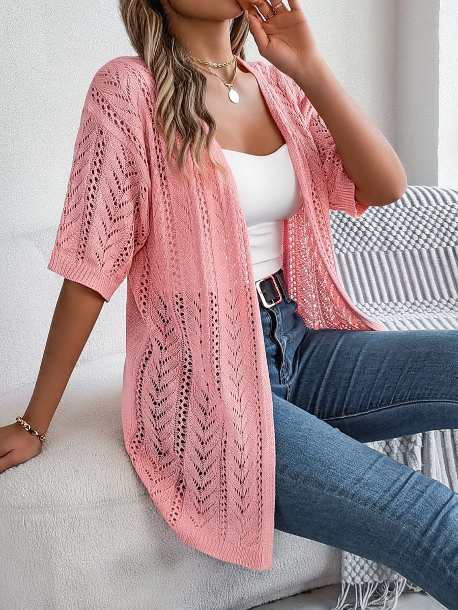 Paulina® | Durchbrochener Cardigan mit halben Ärmeln