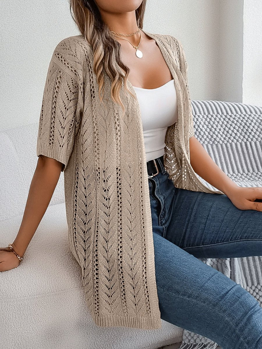 Paulina® | Durchbrochener Cardigan mit halben Ärmeln