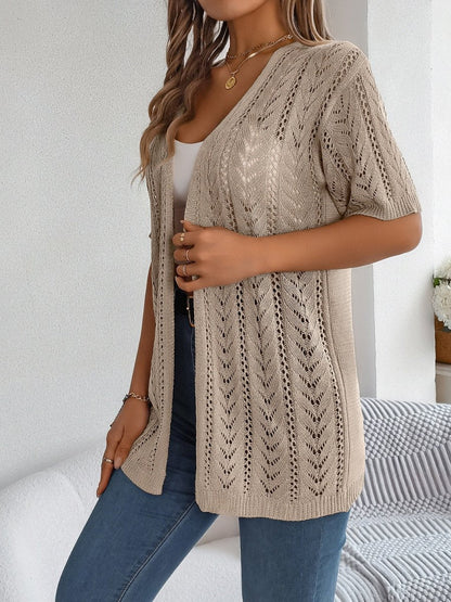 Paulina® | Durchbrochener Cardigan mit halben Ärmeln